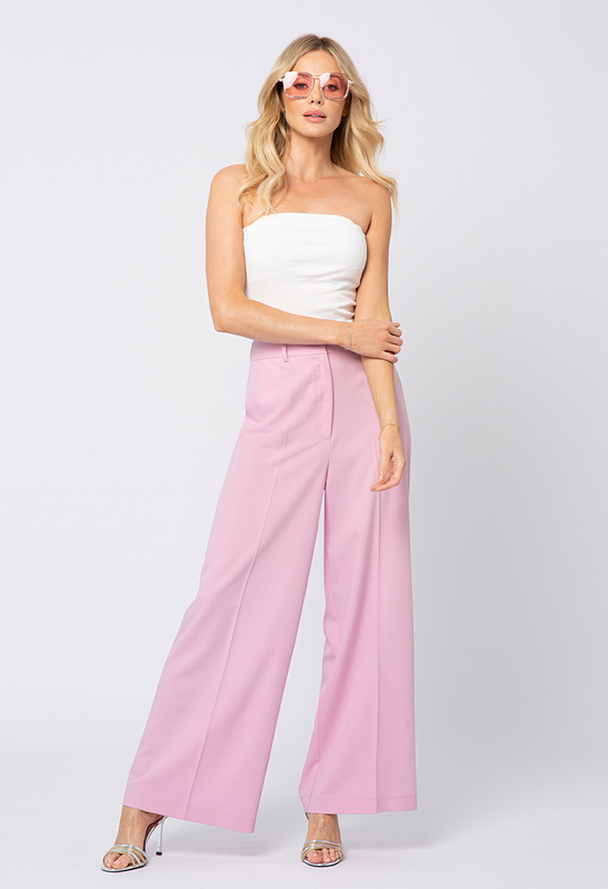 Różowe szerokie spodnie Thea