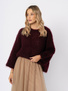 Bordowy moherowy sweter z długim rękawem