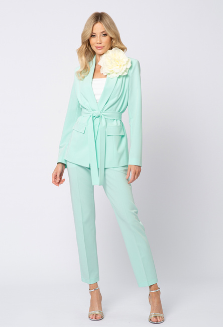 Miętowe wąskie spodnie w kant Noel