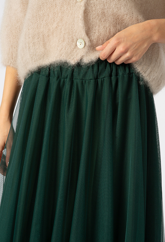 Tiulowa zielona spódnica
