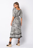 Szaro-biała sukienka hiszpanka z wiskozy z chwostem do wiązania Cynthia