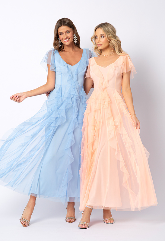 Sukienka z błękitnej siatki Malou