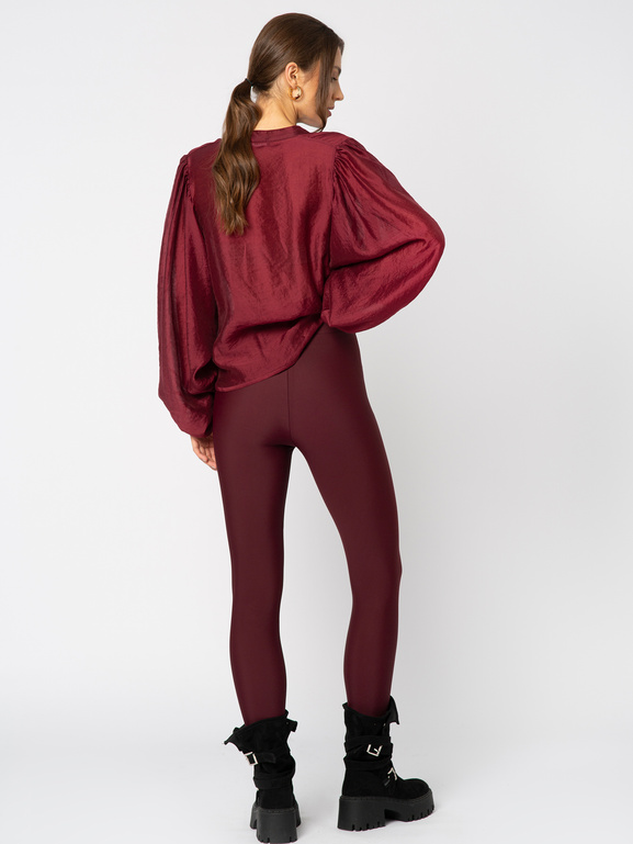 Bordowa koszula z layocellu z wiązaniem