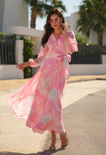 Rożowo-turkusowa sukienka Dalia