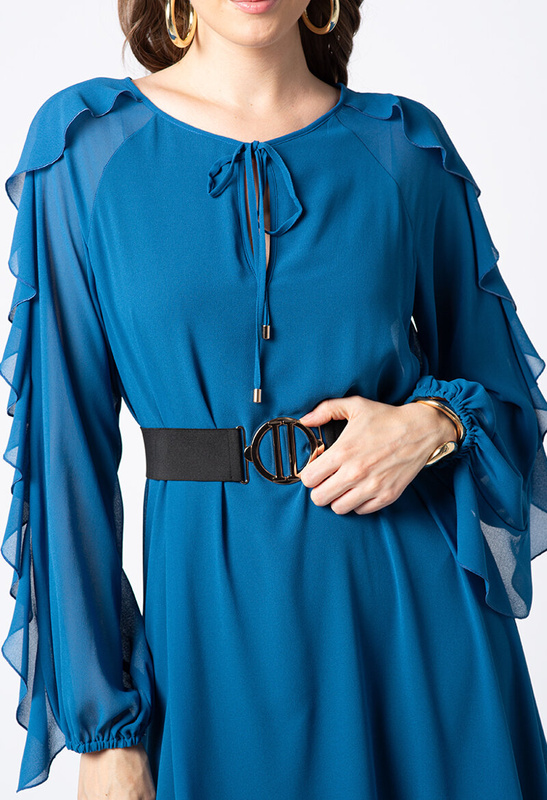 Sukienka z szyfonu w kolorze petrol blue Claire