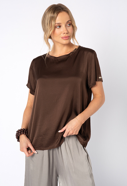 Brązowa bluzka z wiskozy