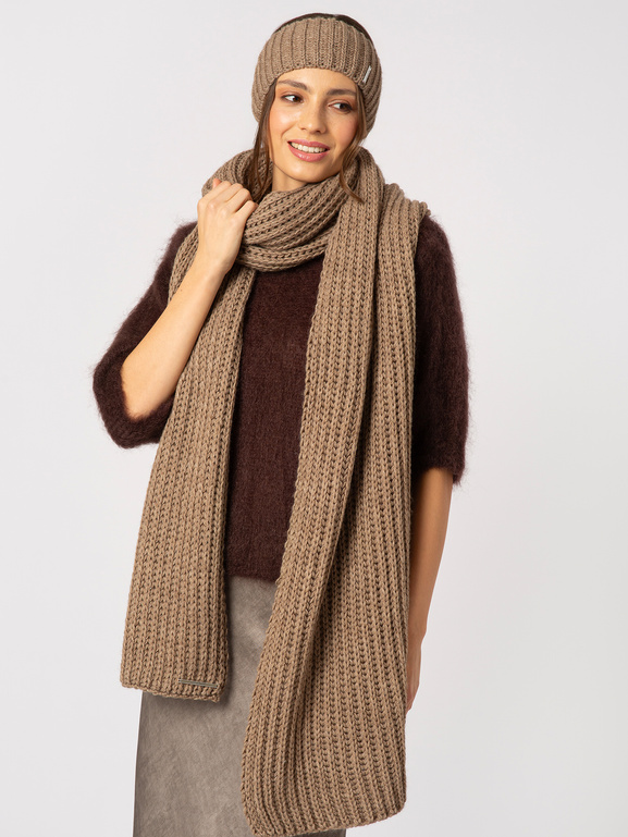 Szal w komplecie z opaską w kolorze fango