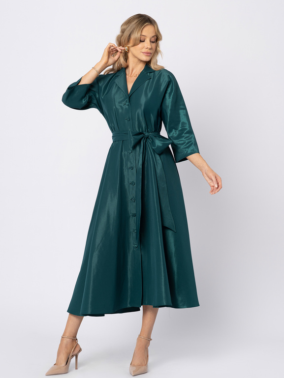 Zielona sukienka z tafty Charlotte