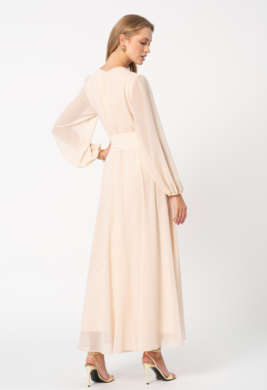 Jasno beżowa sukienka z szyfonu Sydney