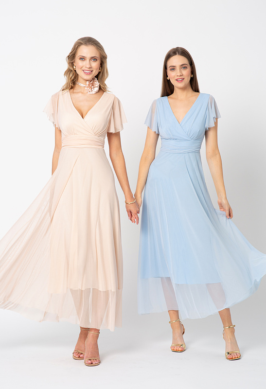 Błękitna sukienka z siatki Risa