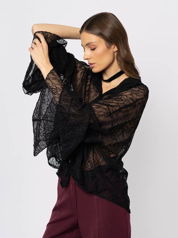 Czarna koronkowa koszula