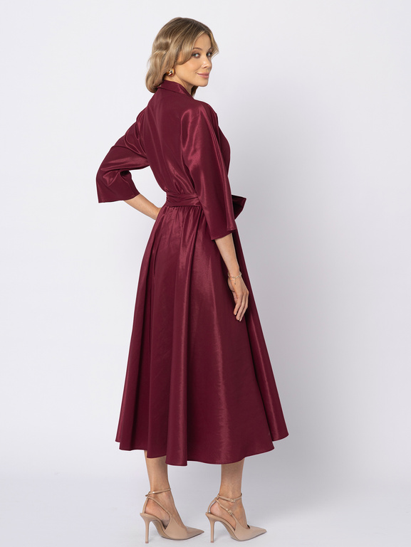 Burgundowa sukienka z tafty Charlotte