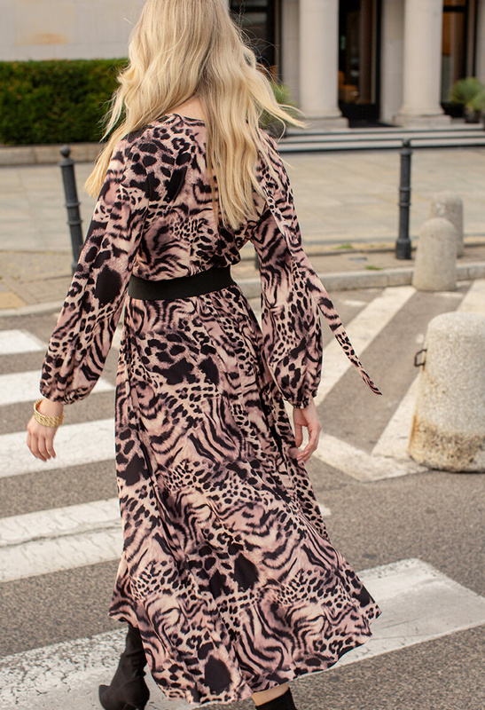 Sukienka w zwierzęcy wzór z dwoma paskami Toulouse