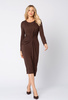 Czekoladowa sukienka z wiskozy z drapowaniem Cécile