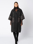 Czarny szeroki płaszcz z pikowaniami