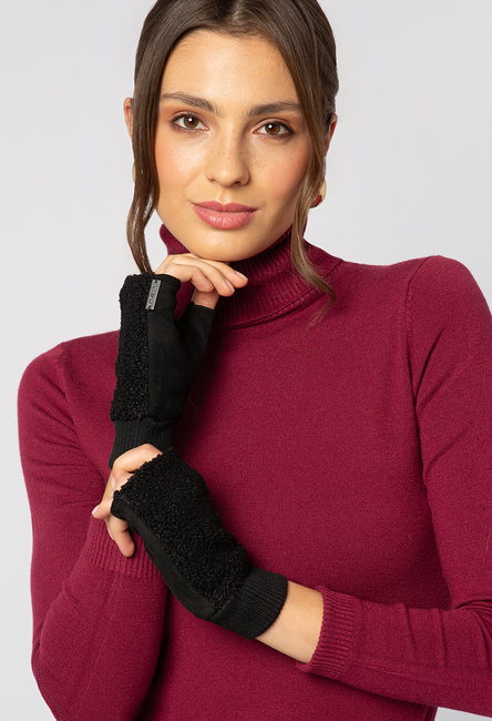 Czarne rękawiczki mitenki