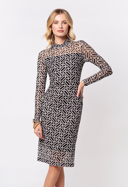 Prosta sukienka z siatki z półgolfem Lugano