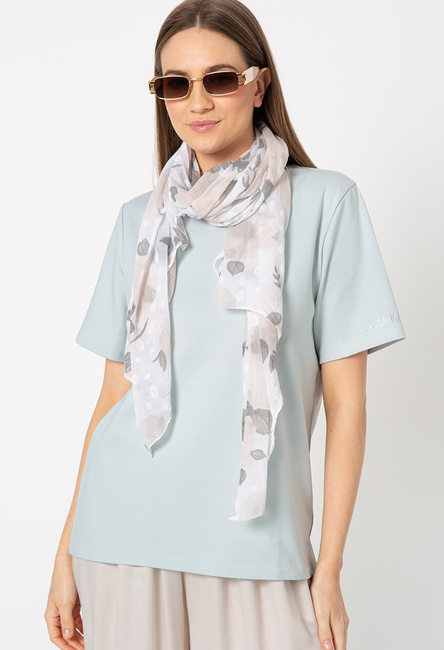 T-shirt w kolorze mięty w komplecie z szalem