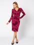 Bordowa sukienka z kwiatowym flockiem Tosca
