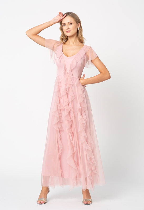 Sukienka z różowej siatki Malou