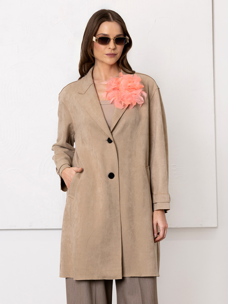 Płaszcz damski zapinany beżowy