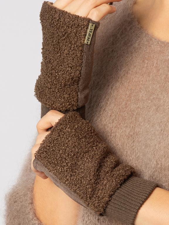 Brązowe rękawiczki mitenki