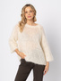 Kremowy moherowy sweter z długim rękawem