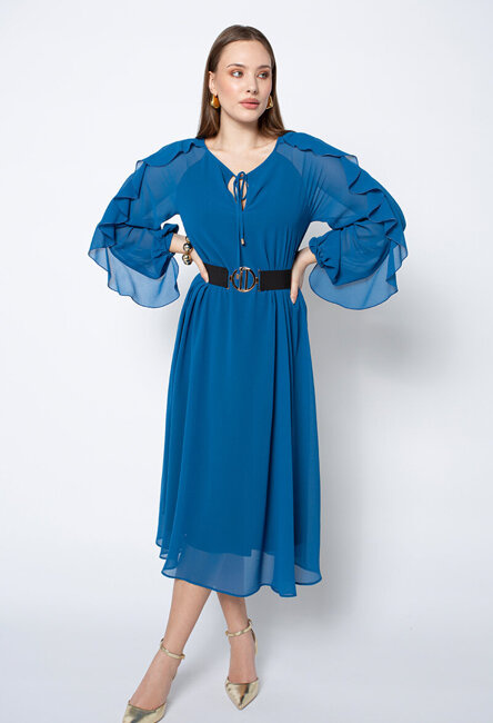 Sukienka z szyfonu w kolorze petrol blue Claire