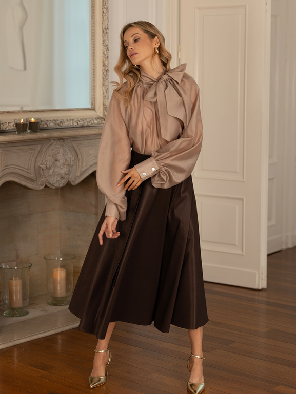 Brązowa spódnica z tafty Noisette